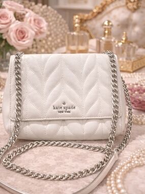 kate spade White Quilted Chain Crossbody Bag
